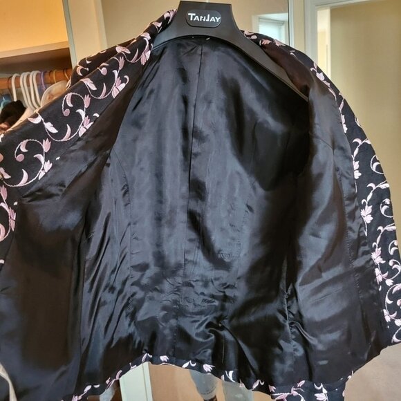 ❤️ 3 for $35 Vintage 80s pink embroidered black blazer jacket small - Picture 9 of 9